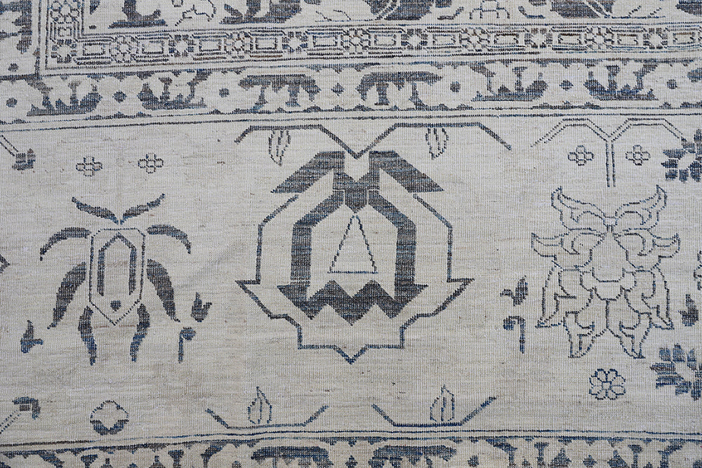 15'x23' Hand-Knotted Afghan Palace Rug| Indigo & Ivory, Organic Wool