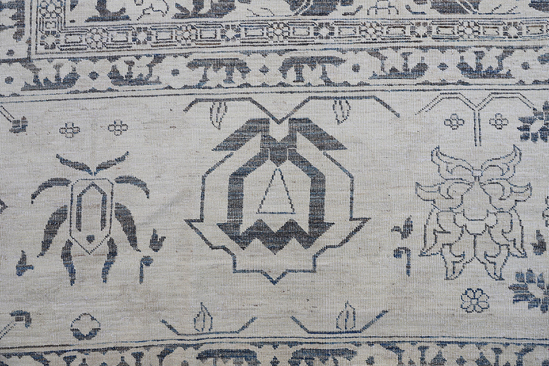 15'x23' Hand-Knotted Afghan Palace Rug| Indigo & Ivory, Organic Wool