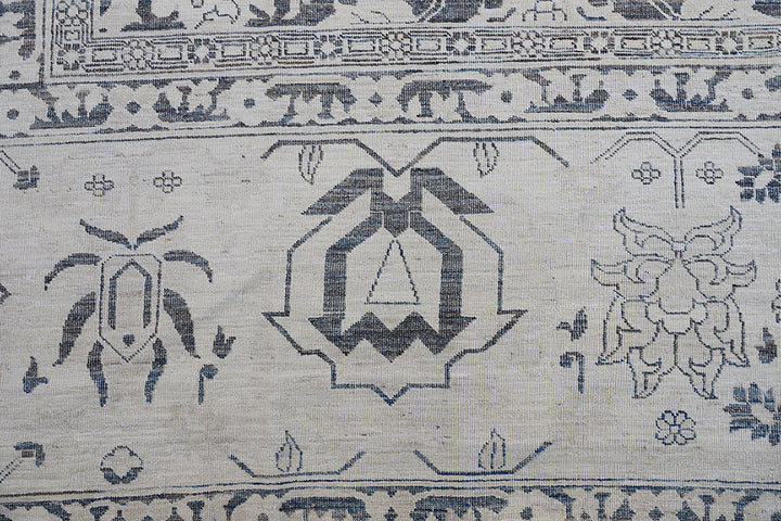 15'x23' Hand-Knotted Afghan Palace Rug| Indigo & Ivory, Organic Wool
