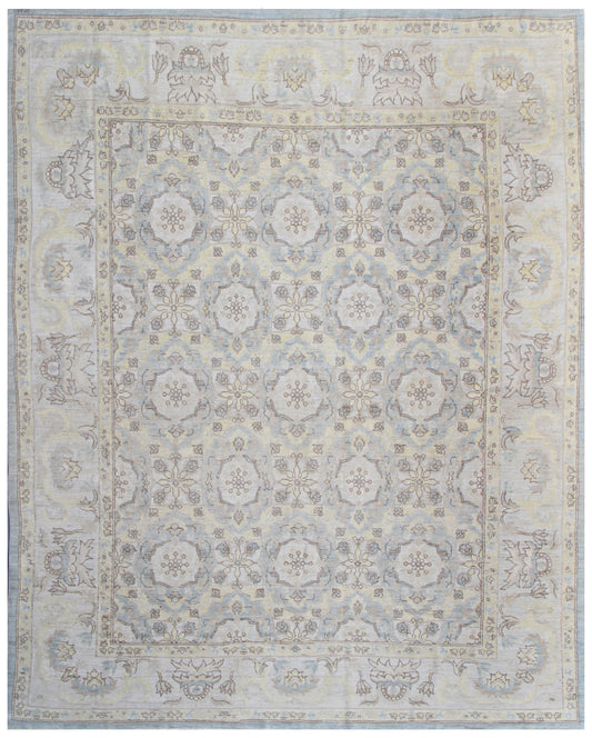 9.08 x  7.10 Ariana Traditional Muted Kirman Design Hand Knotted Low Pile Rug
