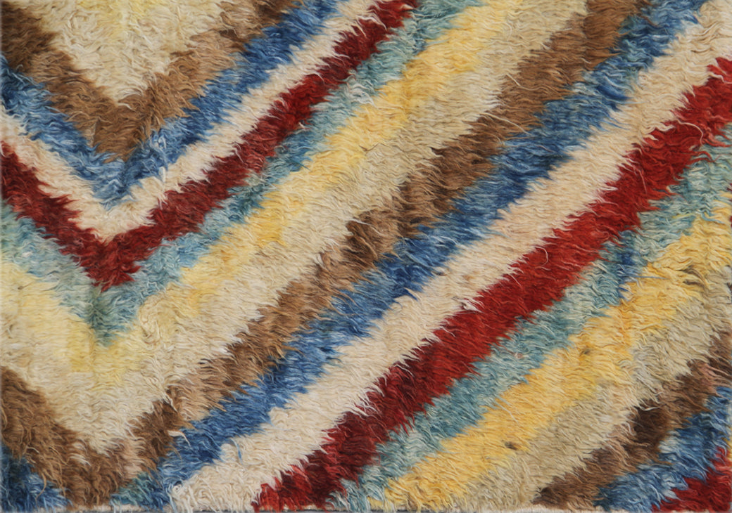 7'x10' Diamond Colorful Moroccan Shaggy Ariana Barchi Wool Area Rug