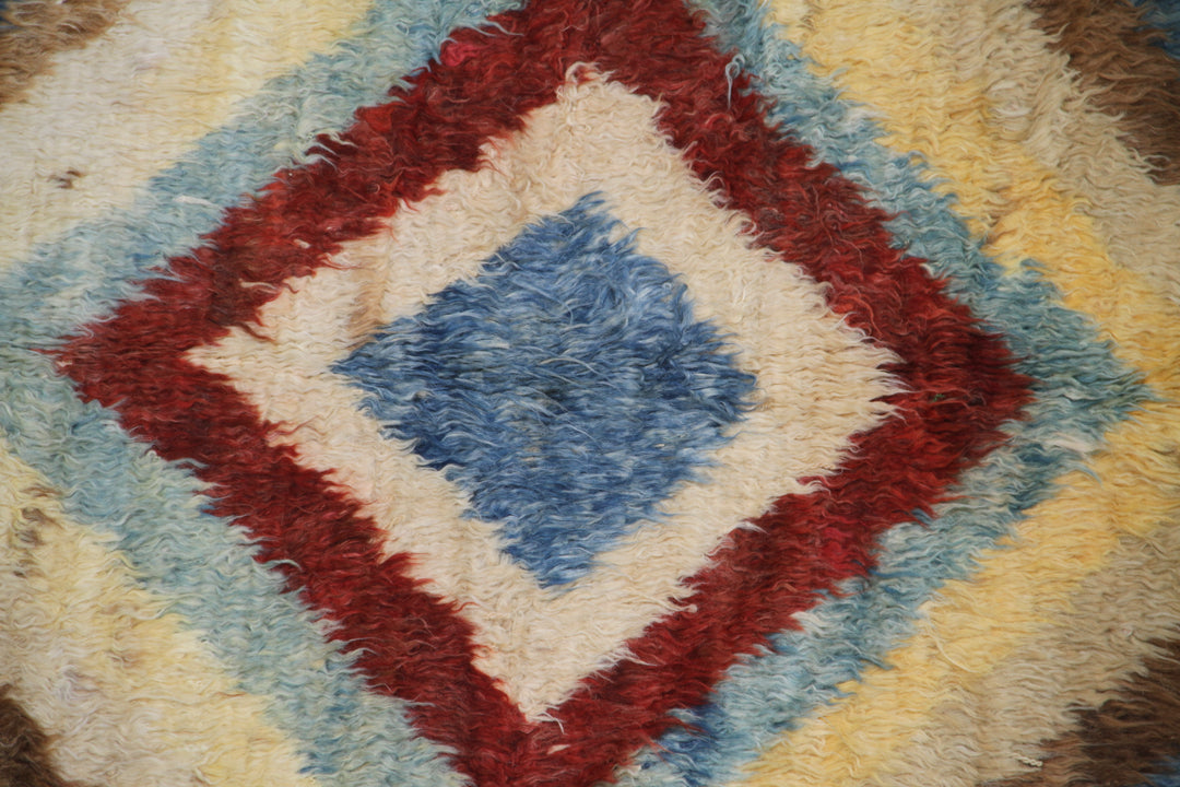 7'x10' Diamond Colorful Moroccan Shaggy Ariana Barchi Wool Area Rug