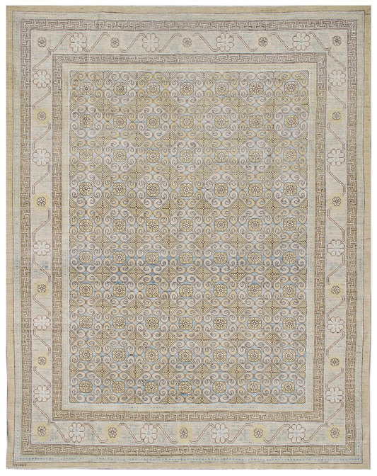 10.00 x  8.00 Hand-Knotted Fine quality Wool Ariana Samarkand Khotan Design Rug