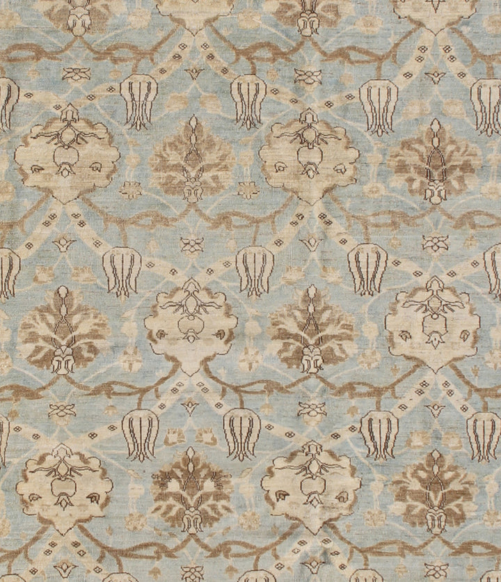 8'x10' Soft Blue Gold Ottoman Design Hand-Knotted Ariana Transitional Area Rug