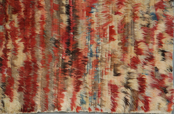Confetti Colored Shag Rug 8'x10' Colorful Striped Confetti Hand Knotted Shag Long Pile Ariana Ba ...