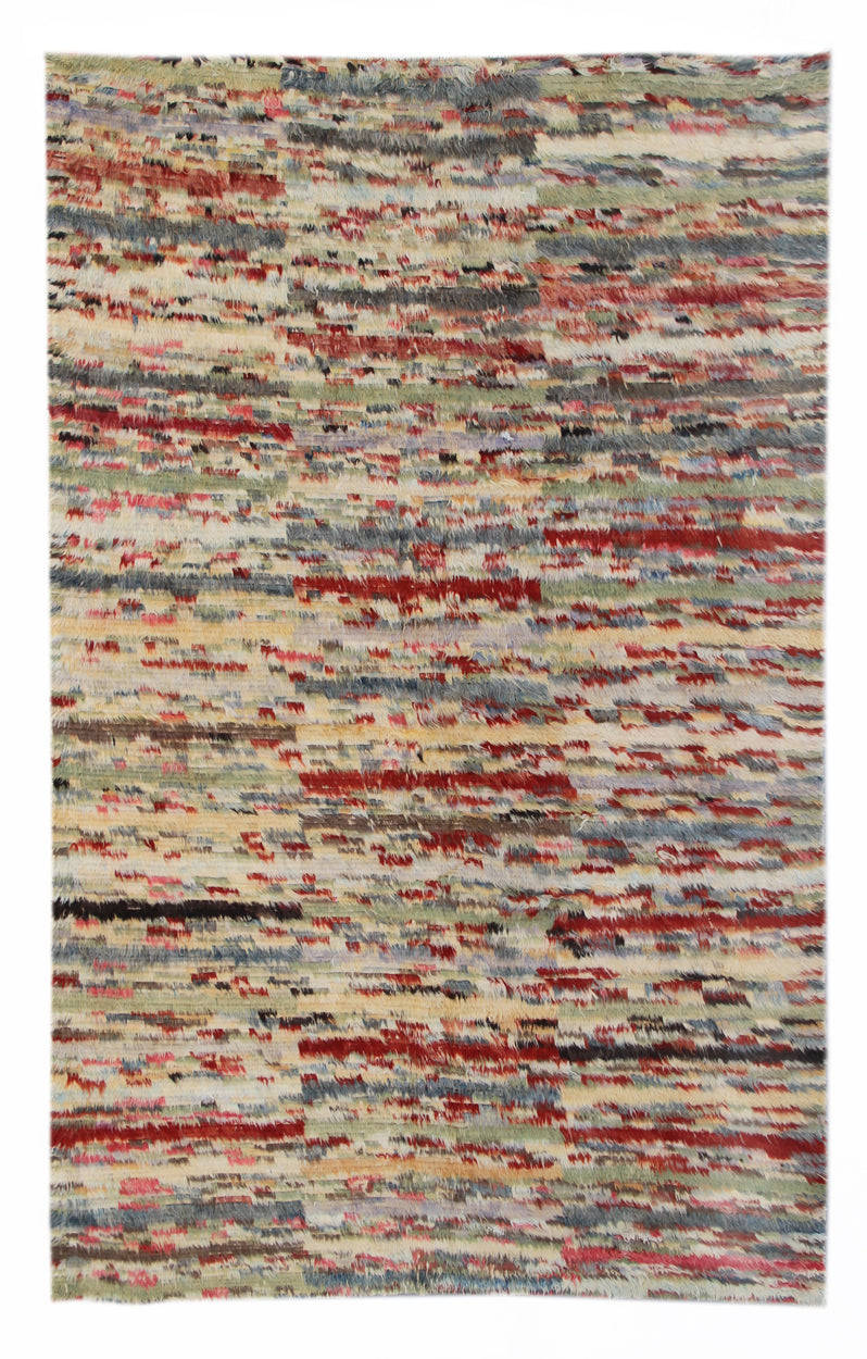 6'x9' Ariana Moroccan Multi-Color Striped Confetti Barchi Wool Area Rug