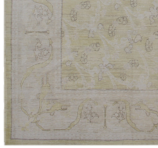 8'x9' Soft Pale Yellow Cream Faded European Design Ariana Luxury Rug