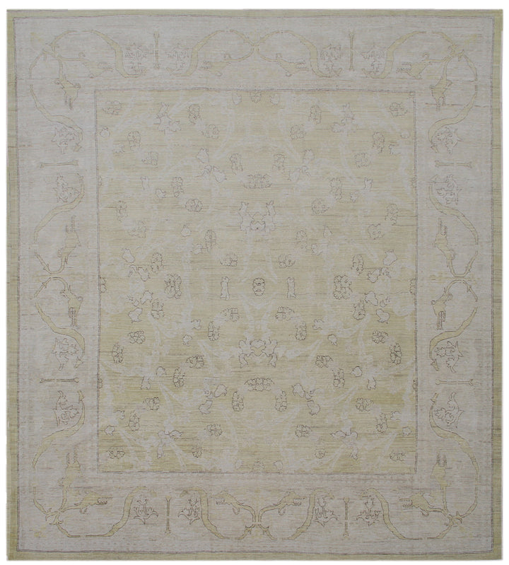 8'x9' Soft Pale Yellow Cream Faded European Design Ariana Luxury Rug