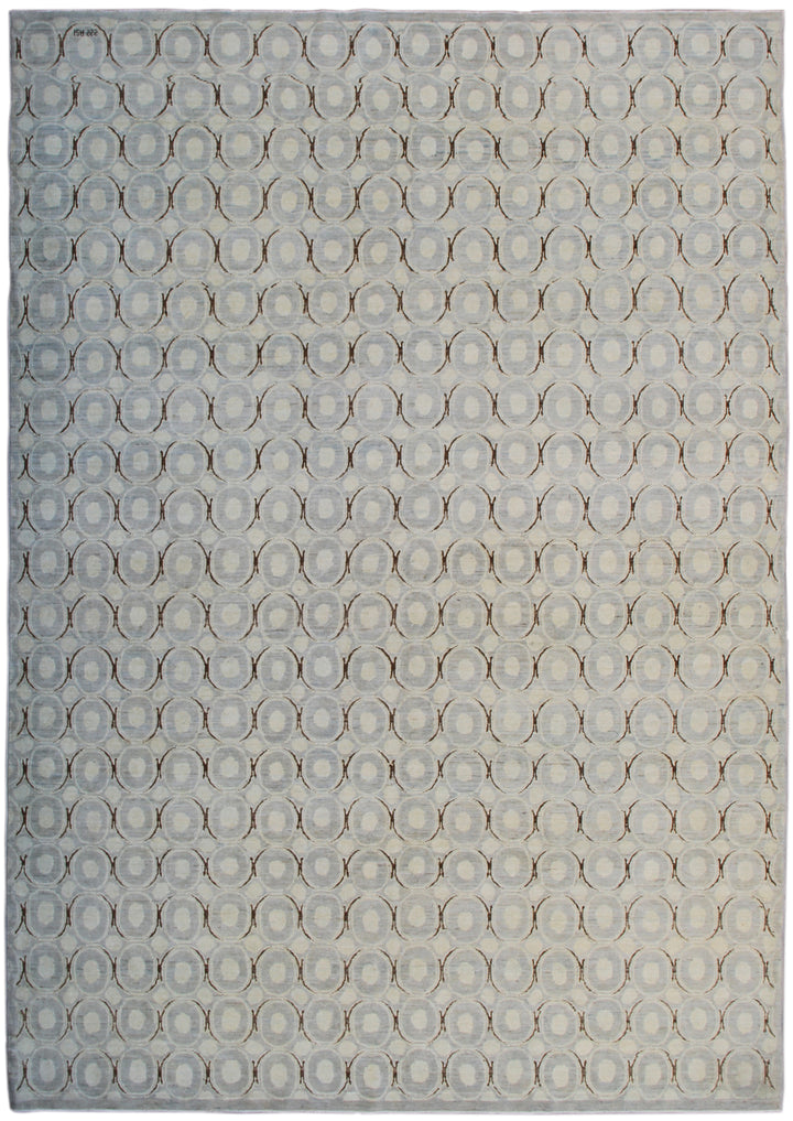 6'x9' Ariana Modern Circular Design Blue Ivory Dark Brown Area Rug