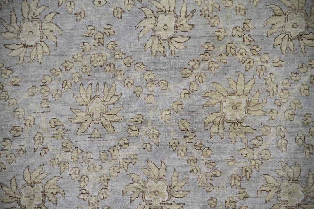 3'x10' Ariana Soft Blue Floral Transitional Design Hand Knotted Wool Runner Rug