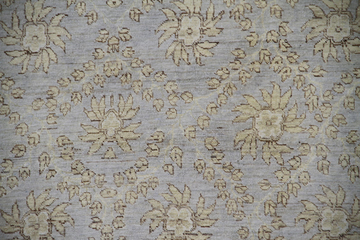 3'x10' Ariana Soft Blue Floral Transitional Design Hand Knotted Wool Runner Rug