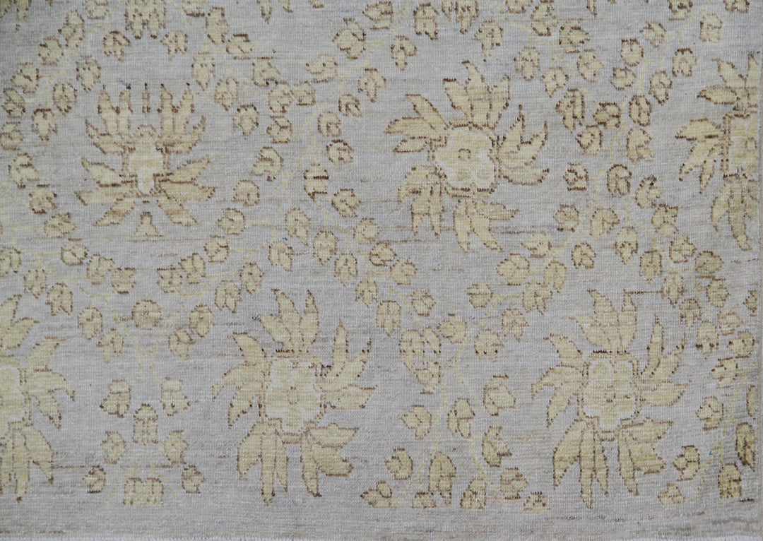 3'x10' Ariana Soft Blue Floral Transitional Design Hand Knotted Wool Runner Rug