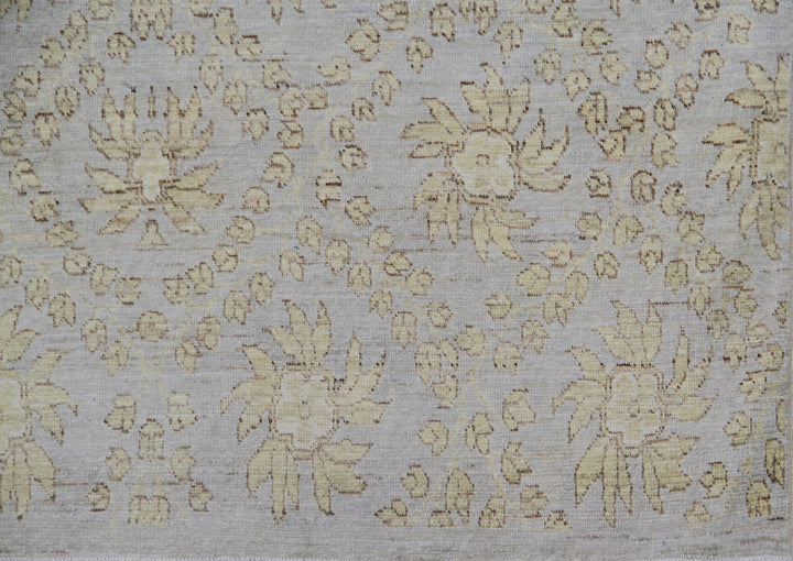 3'x10' Ariana Soft Blue Floral Transitional Design Hand Knotted Wool Runner Rug