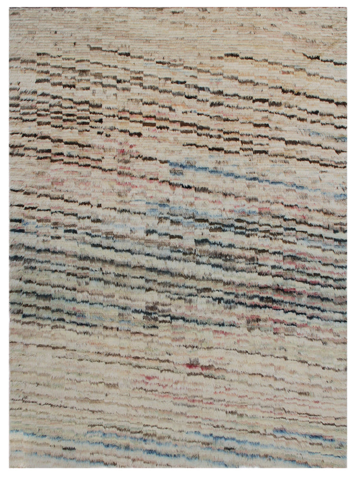 8'x10' Ariana Moroccan Cream Striped Barchi Wool Area Rug