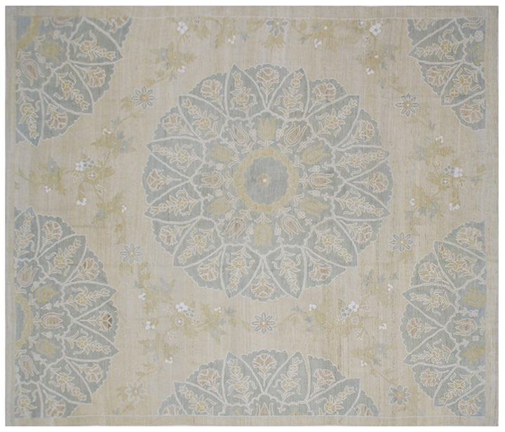 9.07 x  7.11 Soft Square Pale Blue Ottoman Design Ariana Transitional Area Rug