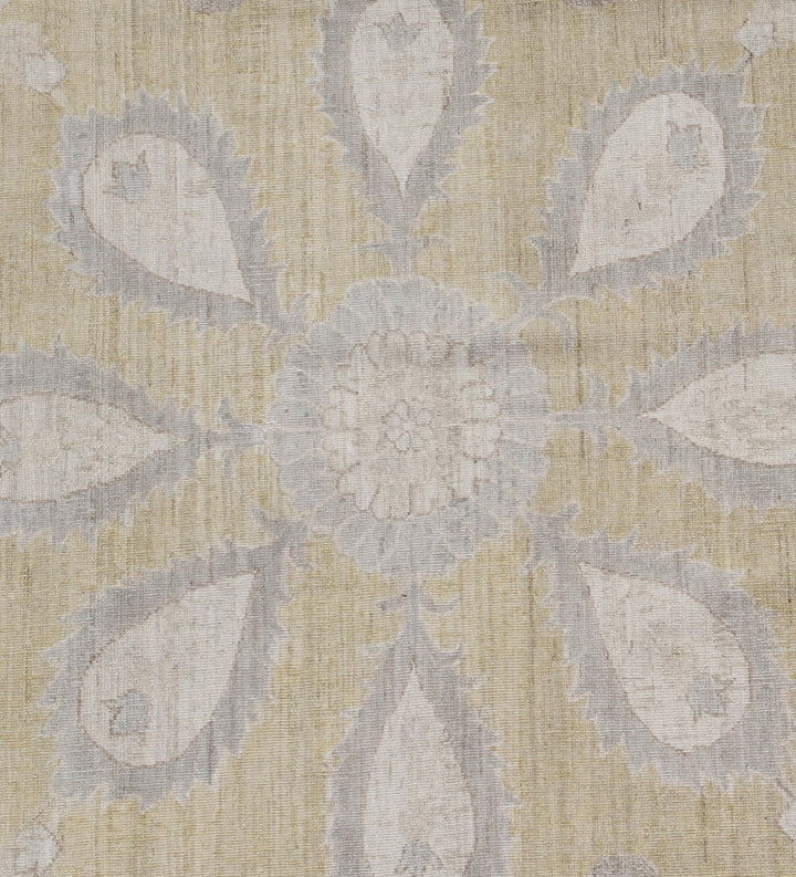 9.10 x  9.01 Fine Hand-Knotted Gold and Cream Ariana Transitional Area Rug