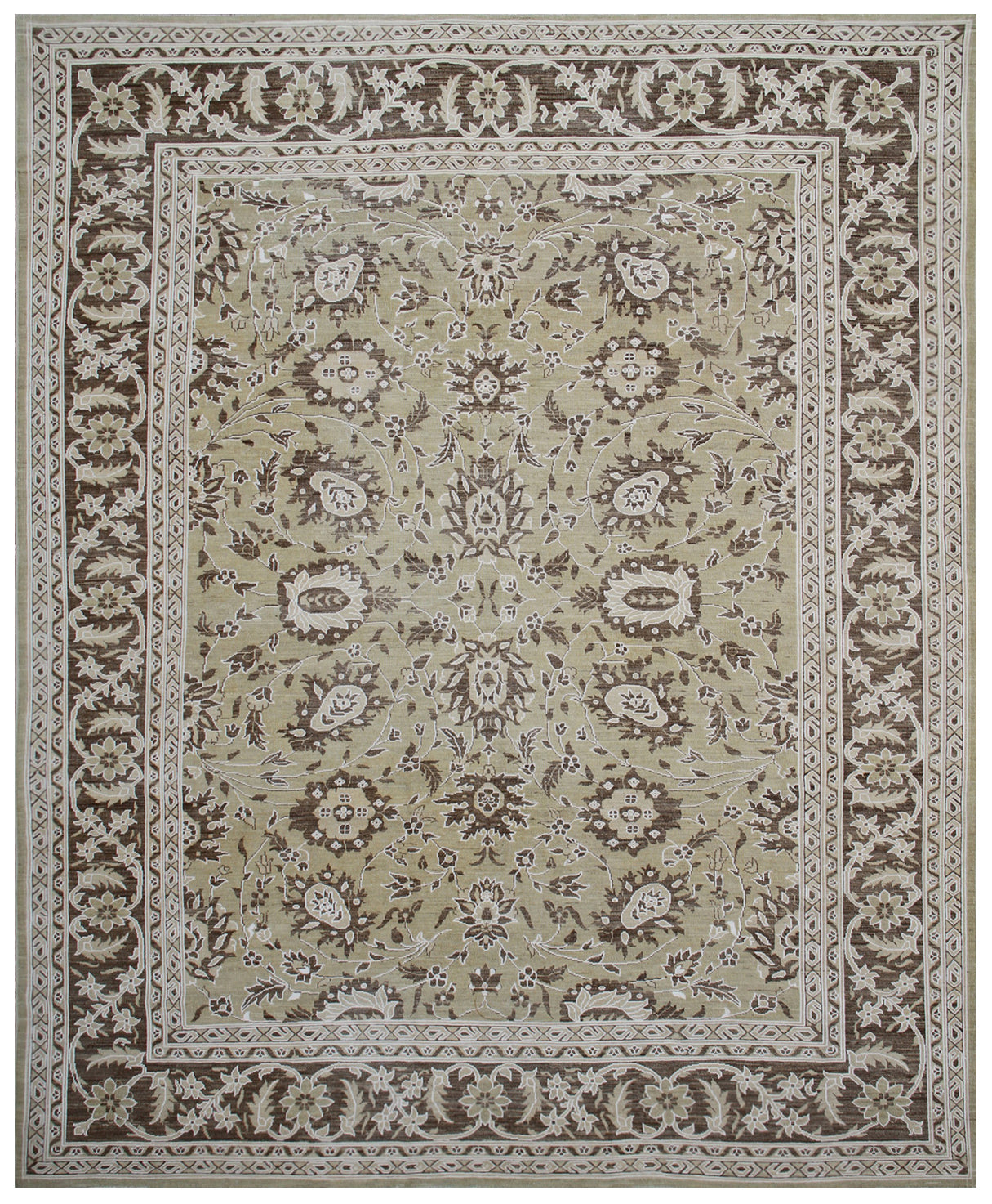 10.00 x 8.00 Sultanabad Design Wool and Cotton Beige Tan Ariana Transitional Area Rug