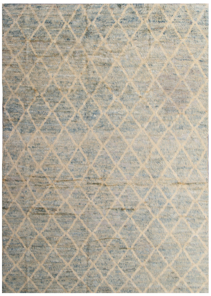 6'x8' Ariana Moroccan Style Soft Blue and Ivory Geometric Diamond Barchi Rug