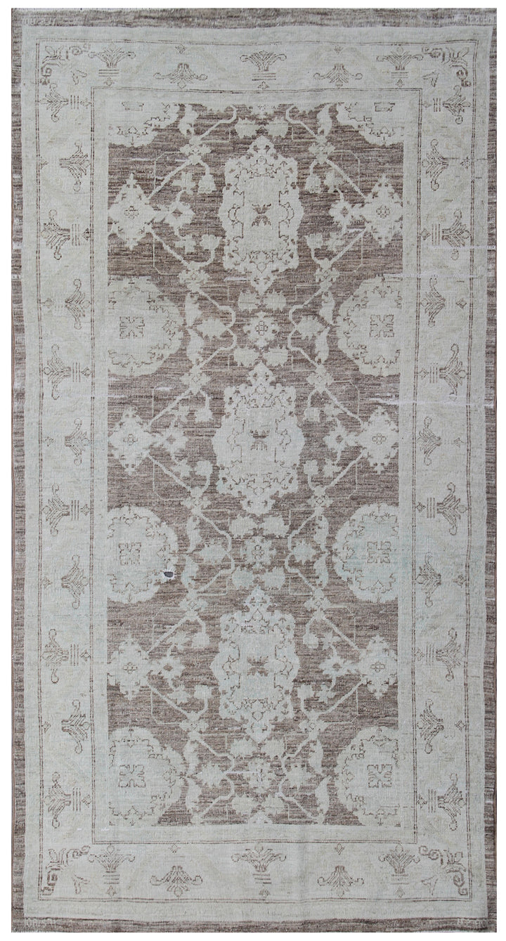 4x7 Pale Brown Beige Agra Design Contemporary Ariana Vintage Collection Runner Rug