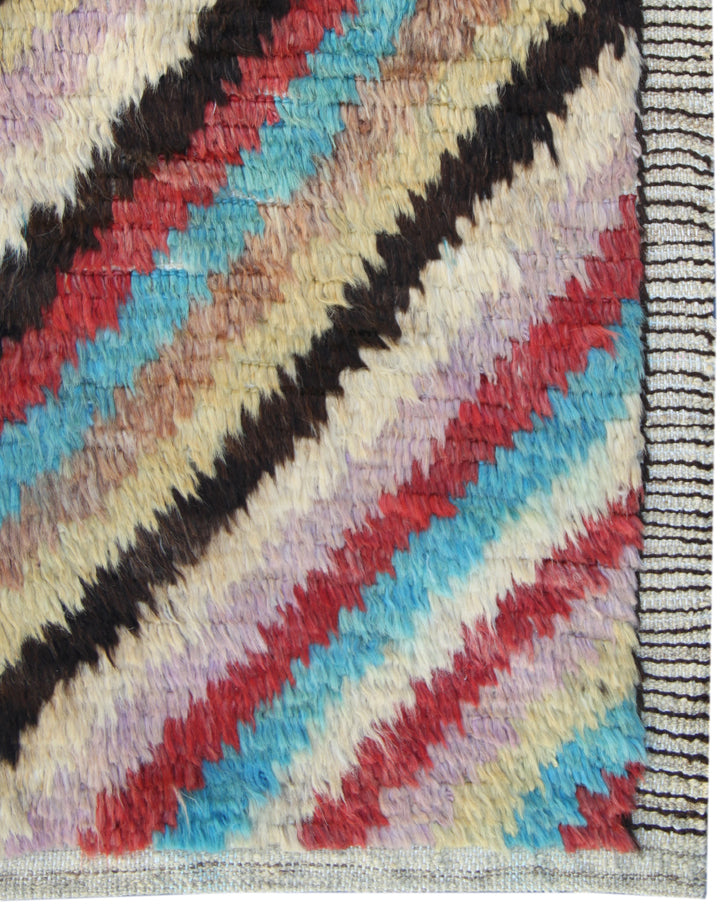 6'x9' Ariana Moroccan Vibrant Multi-Color Zig Zag Striped Barchi Wool Area Rug