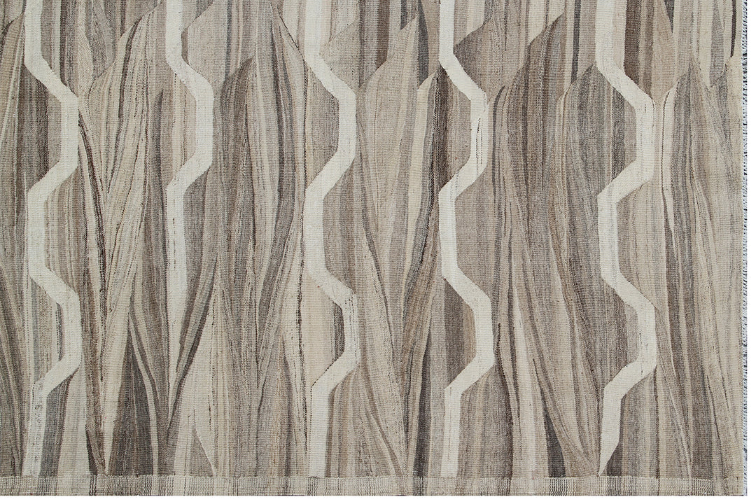 13'x21' Large Brown Ivory Ariana Handmade Kilim Rug