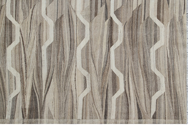 13'x21' Large Brown Ivory Ariana Handmade Kilim Rug