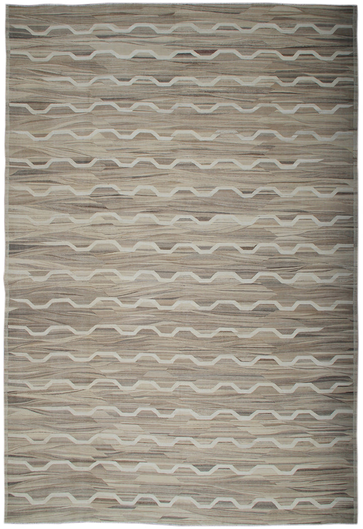 13'x21' Large Brown Ivory Ariana Handmade Kilim Rug