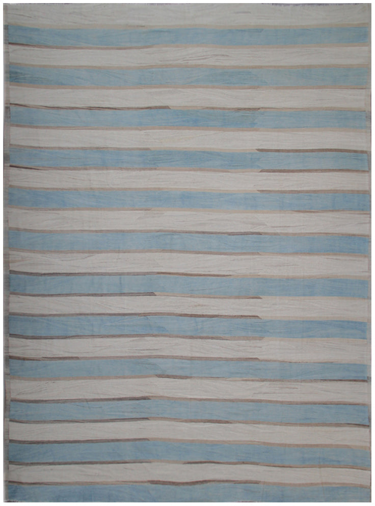 13x19 Blue White Striped Ariana Kilim
