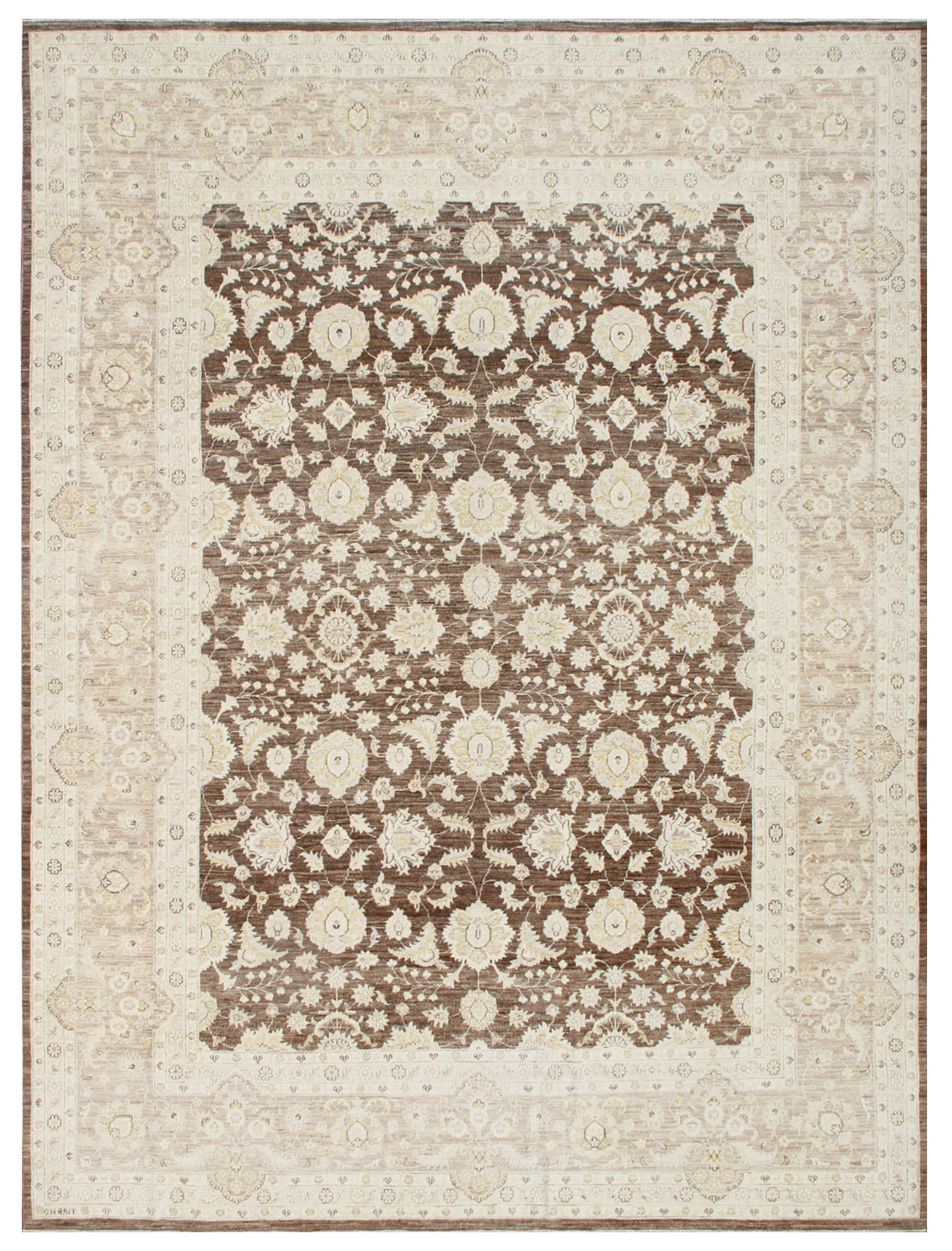 8'x10' Brown And Beige Floral Persian Design Ariana Transitional Area Rug