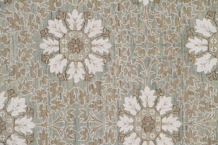 12'x17' Beige White Cotton Floral Design Ariana Transitional Rug