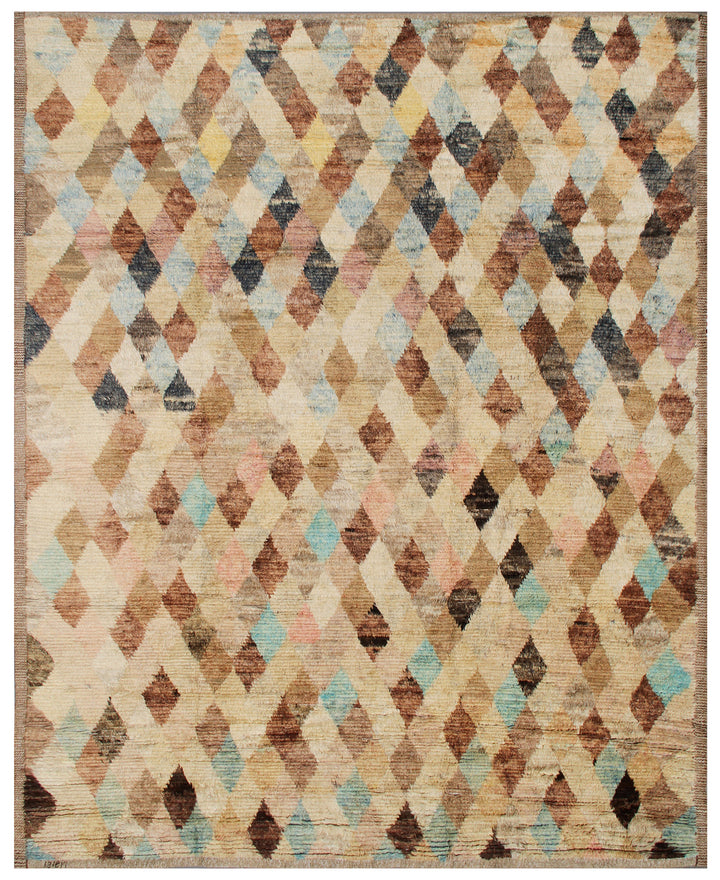 9'x11' Multi Color Geometric Diamond Pattern Shaggy Ariana Barchi Rug