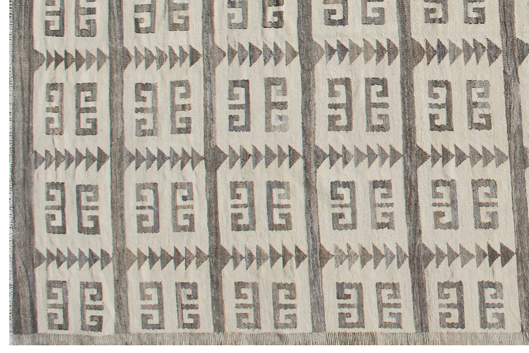 14'x21' Grey Large Handmade Kilim Rug