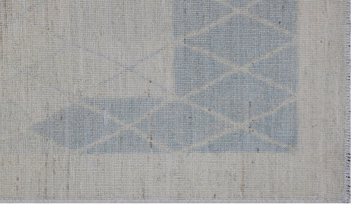 9'X12' Ariana Modern Blue and White Geometric Hand Knotted Wool Large Area Rug