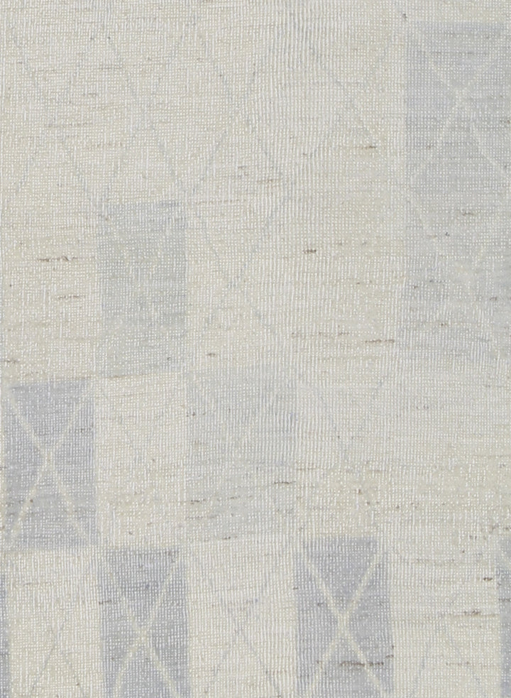 9'X12' Ariana Modern Blue and White Geometric Hand Knotted Wool Large Area Rug