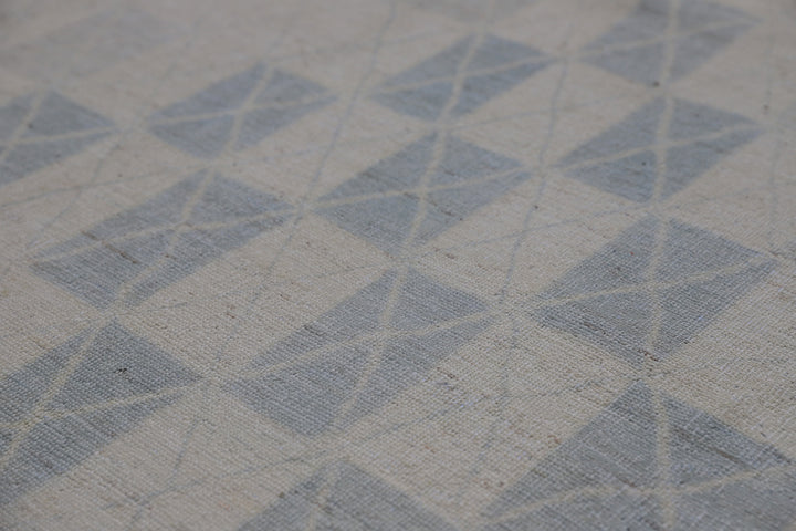 9'X12' Ariana Modern Blue and White Geometric Hand Knotted Wool Large Area Rug