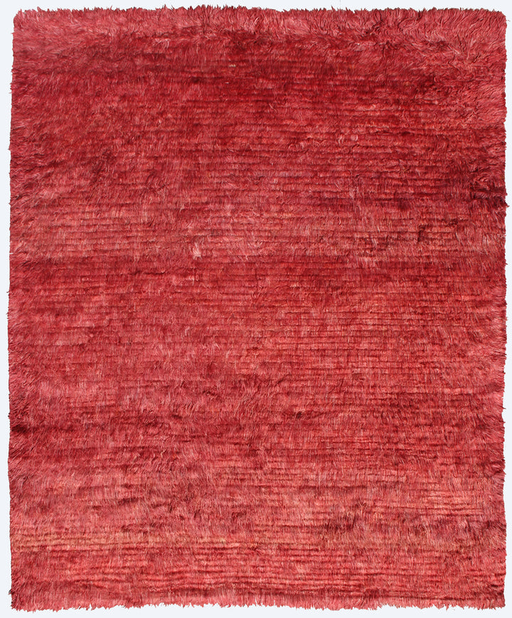 8'x10' Ariana Moroccan Style Plain Solid Red Barchi Shaggy Wool Rug