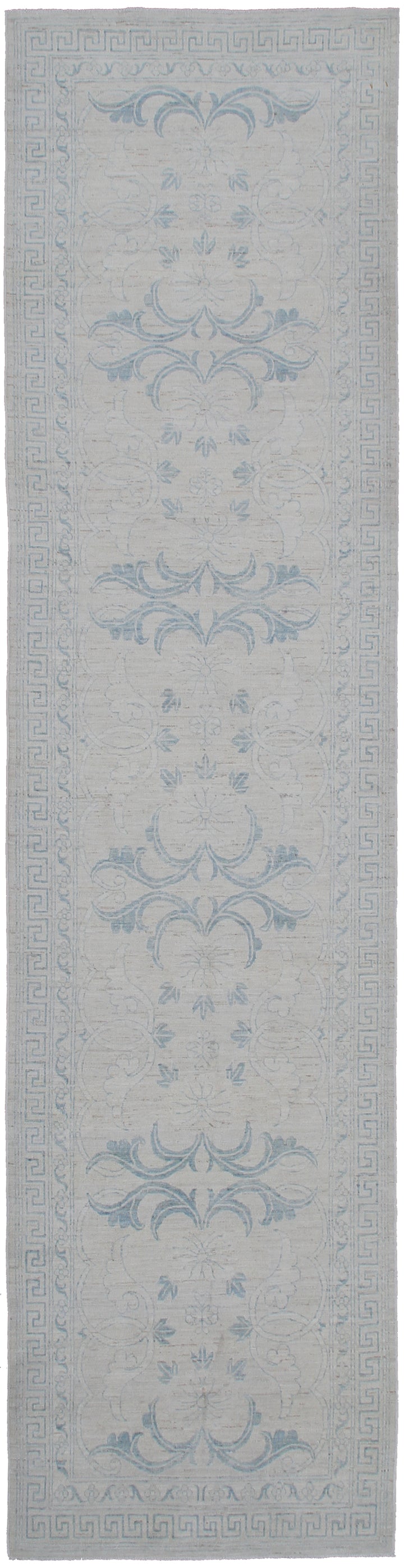 3'x12' Unique Ariana Transitional Blue Ivory Runner Rug