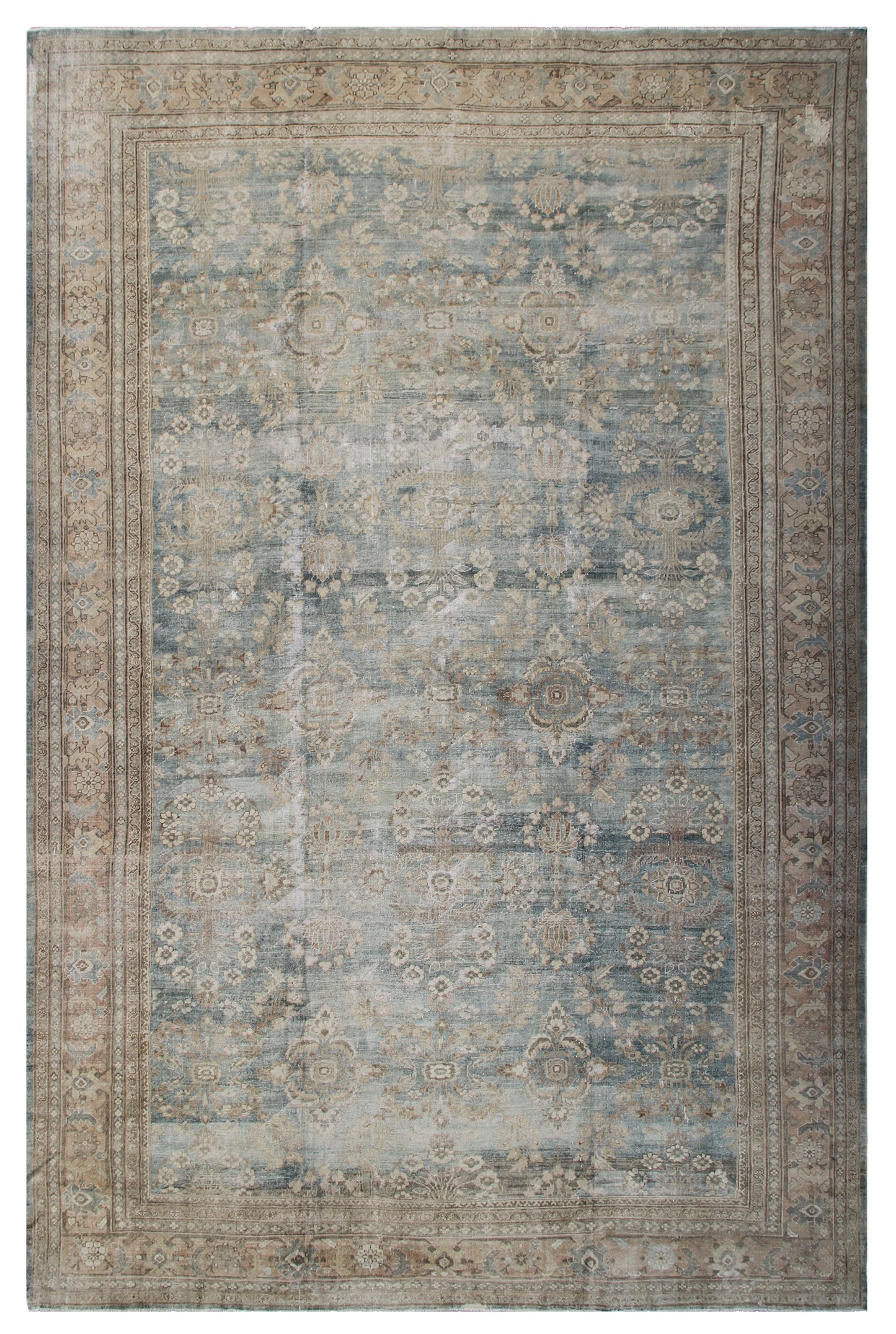 12'x18' Blue Distressed Antique Persian Mahal Rug