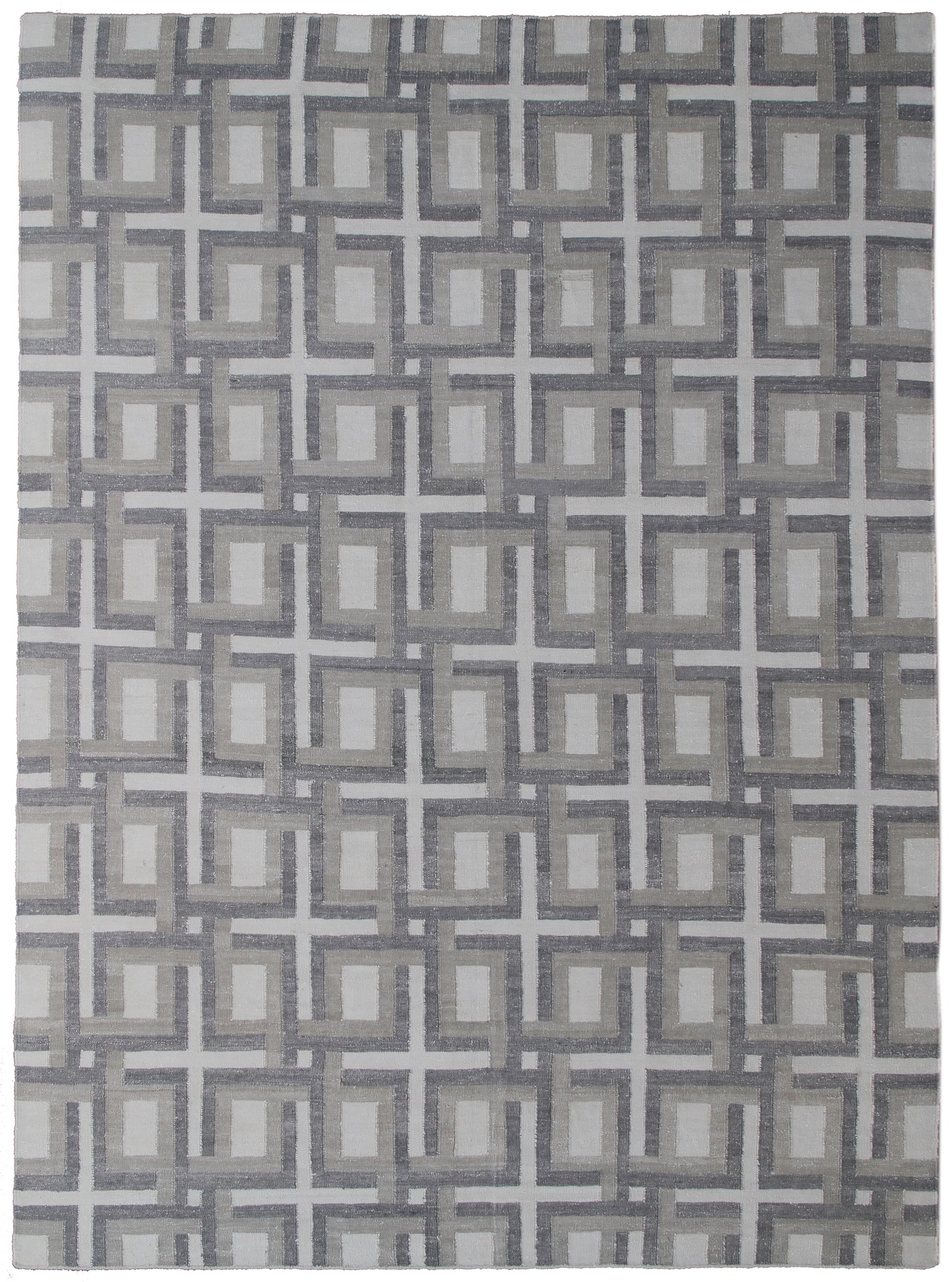 8'x10' Contemporary Geometric Handwoven Viscose Indian Kilim