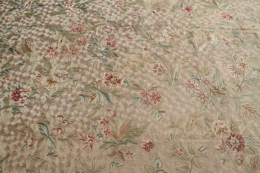 17'x26' Oversized Antique Aubusson Chain Stitch European Rug