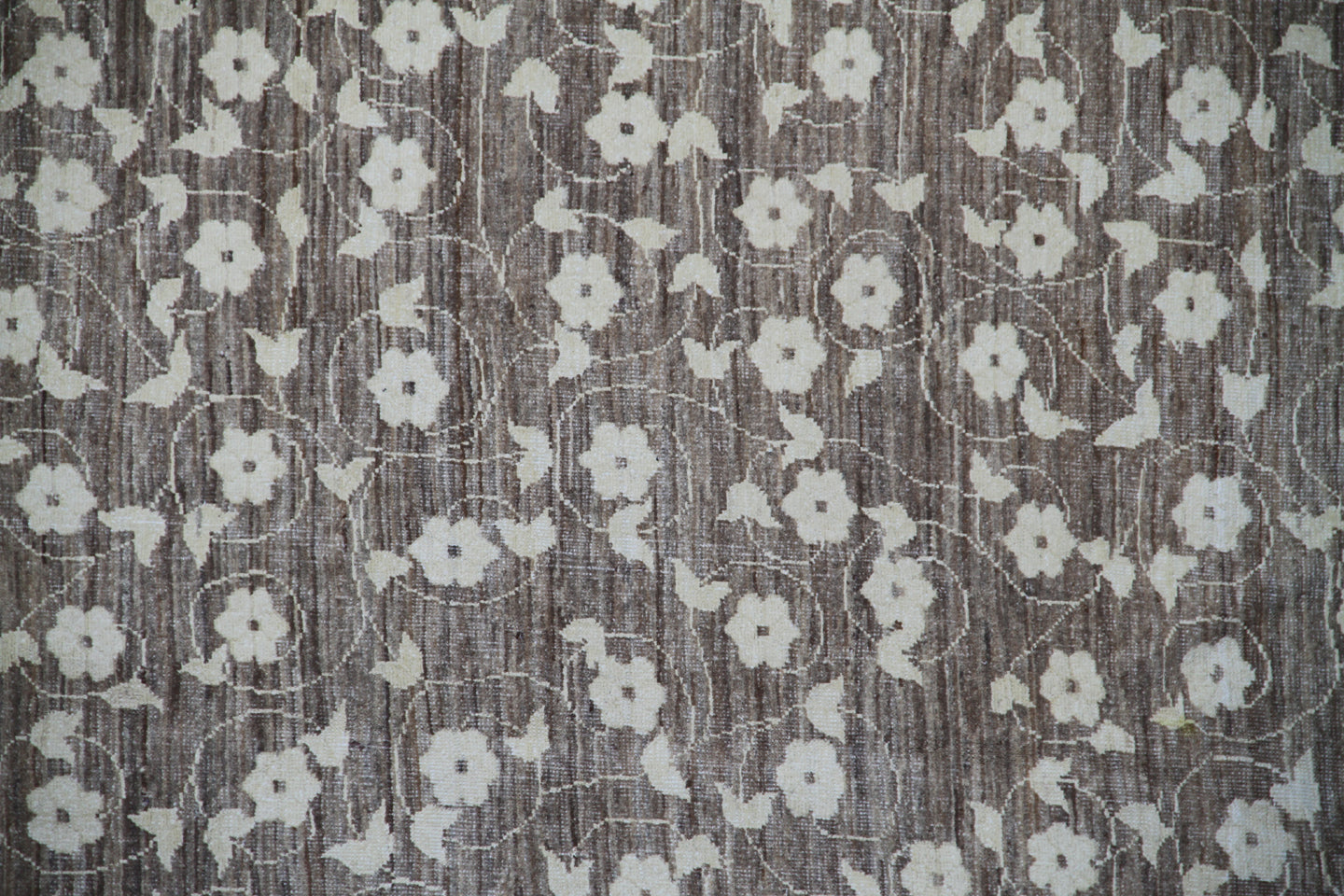 5'x24' Ariana Transitional Wide and Long Floral Brown Ivory Handmade Runner