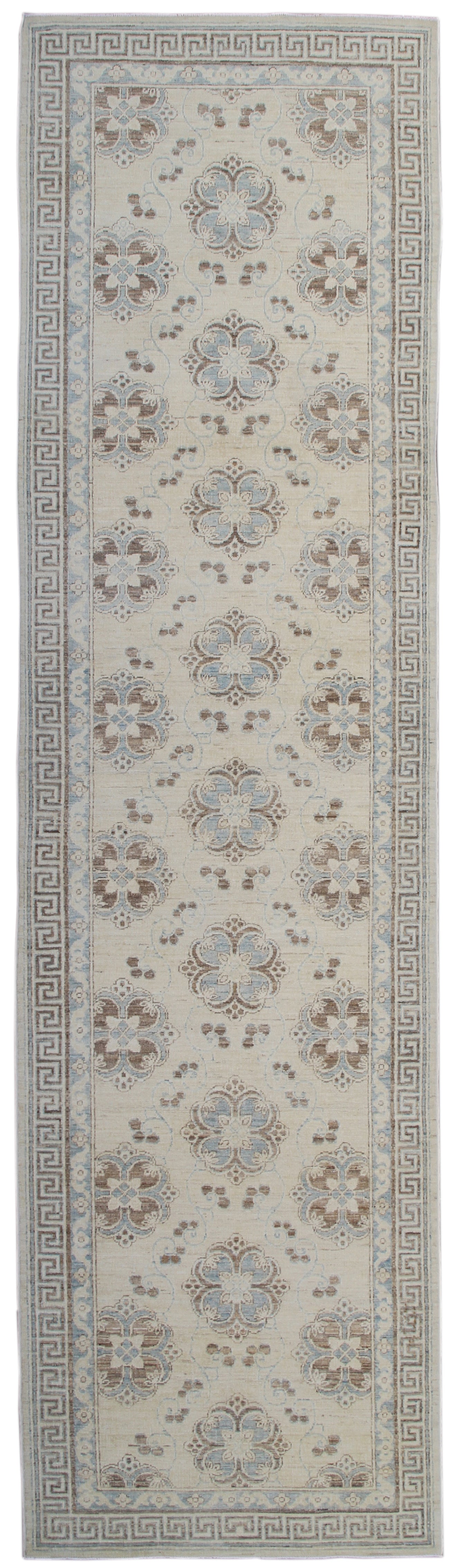 3'x12' Floral Design Ariana Transitional Blue Ivory Brown Runner Rug
