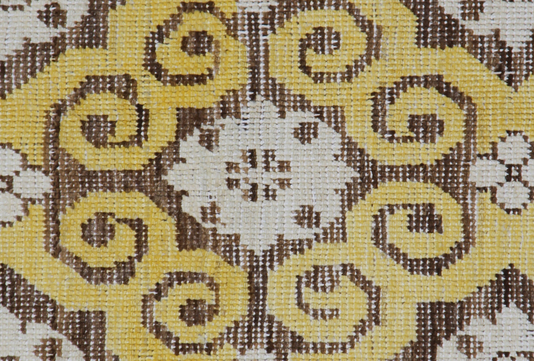 6'x9'Yellow Brown Cream Hand-Knotted Samarkand Khotan Ariana Vintage Collection Area Rug