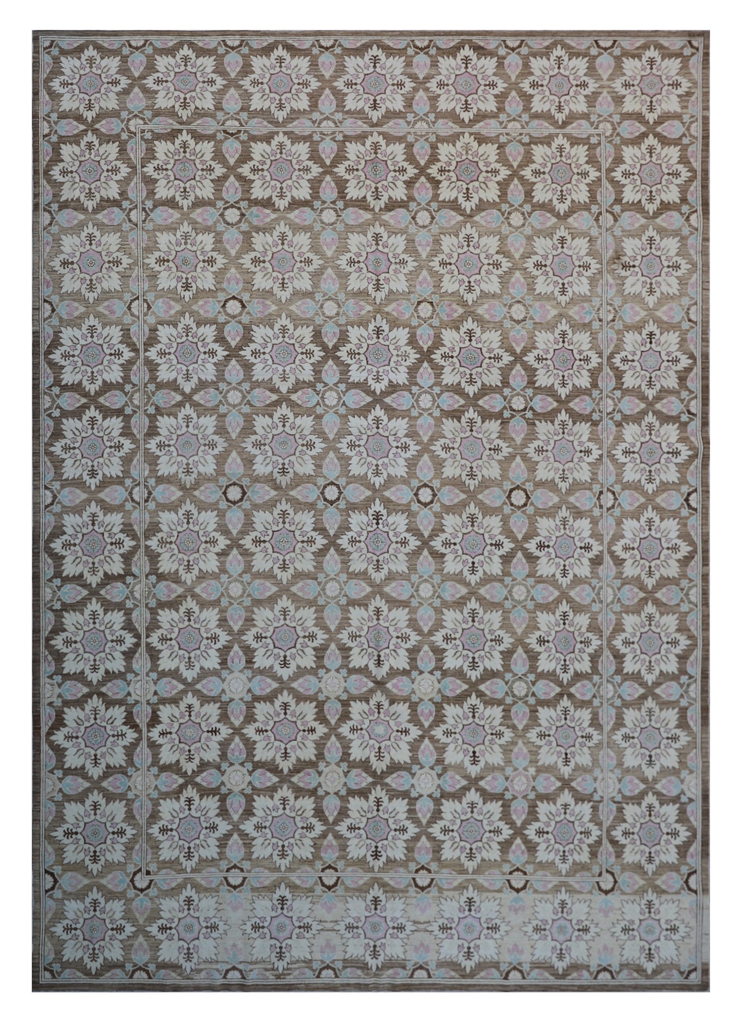 10'x14' Brown Ivory Soft Pink Blue Spanish Design Ariana Transitional Rug