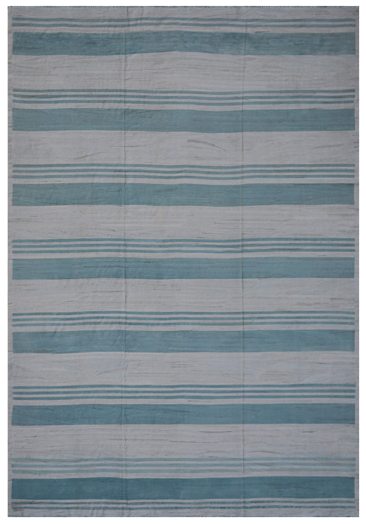 11x15 Blue White Stripe Large Ariana Kilim