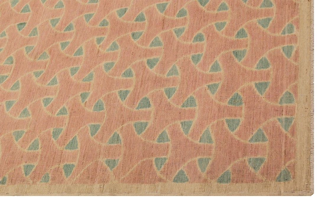 9'x12' Green & Terracotta Geometric Design Ariana Modern Rug