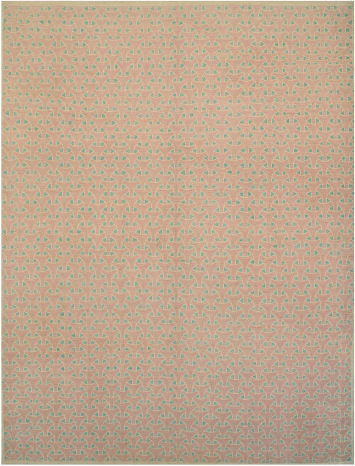 9'x12' Green & Terracotta Geometric Design Ariana Modern Rug