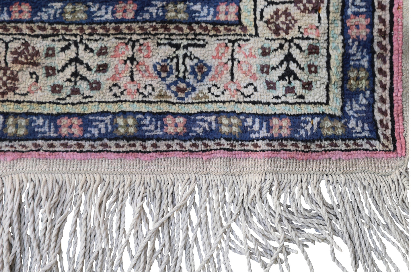2x7 Pink Blue Persian Design Vintage Turkish Kaisey Artificial Silk Small Runner Rug