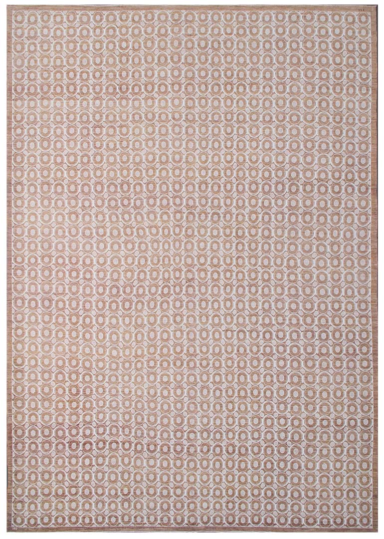 10'x13' Ariana Modern Circular Copper Ivory Hand Knotted Wool Area Rug