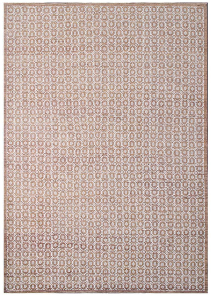 10'x13' Ariana Modern Circular Copper Ivory Hand Knotted Wool Area Rug